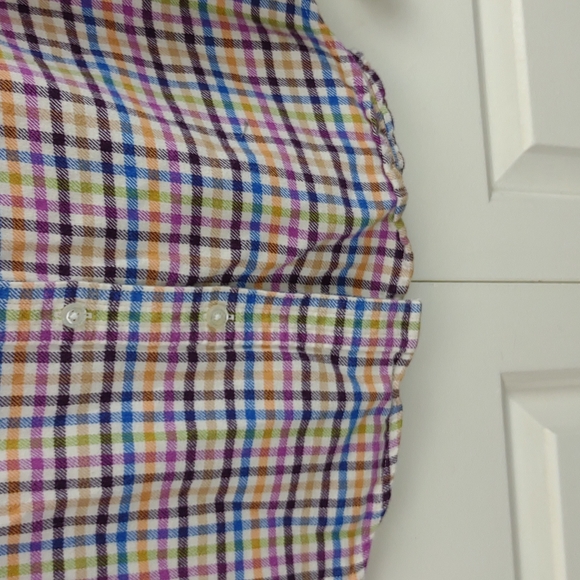 Women's Petite Multi Color Gingham Plaid LS BD Cotton Flannel Shirt - Picture 8 of 12